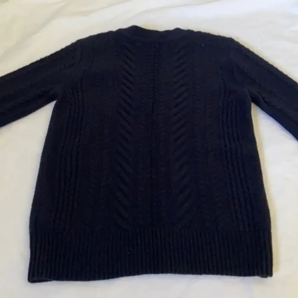 J Crew Wool Navy Blue Cable Knit Button Sweater xxs